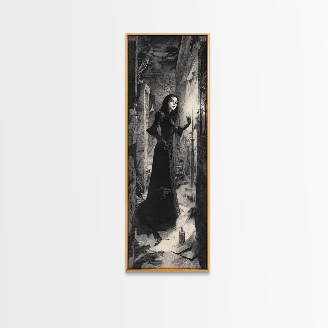 The Derelict Asylum, Expressionist Nightmare Art, Tall Narrow Wall Art, Dark Fantasy Wall Art, Framed Canvas Print, Halloween Wall Art
