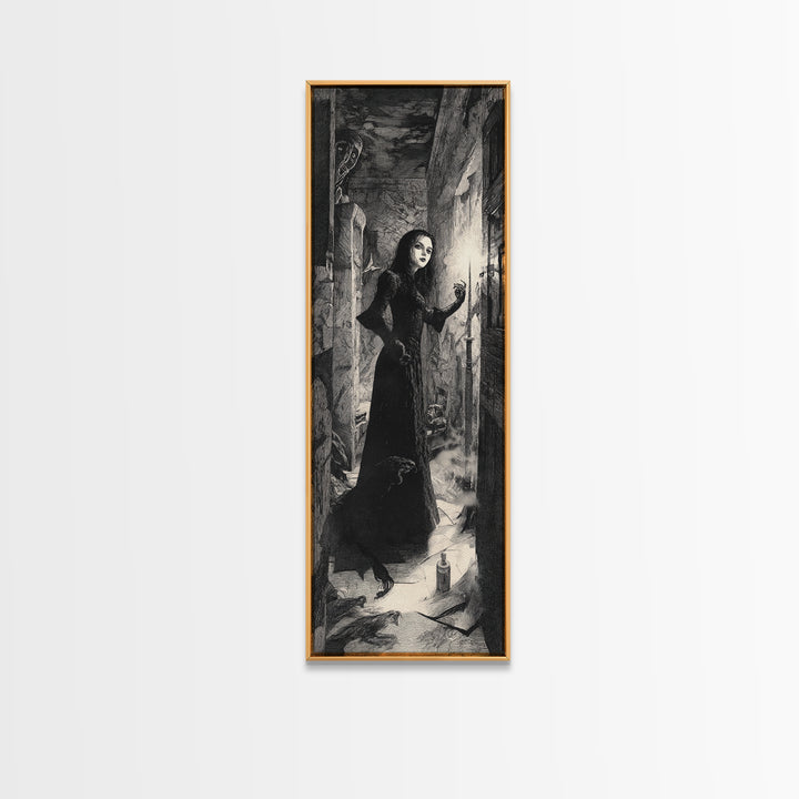 The Derelict Asylum, Expressionist Nightmare Art, Tall Narrow Wall Art, Dark Fantasy Wall Art, Framed Canvas Print, Halloween Wall Art