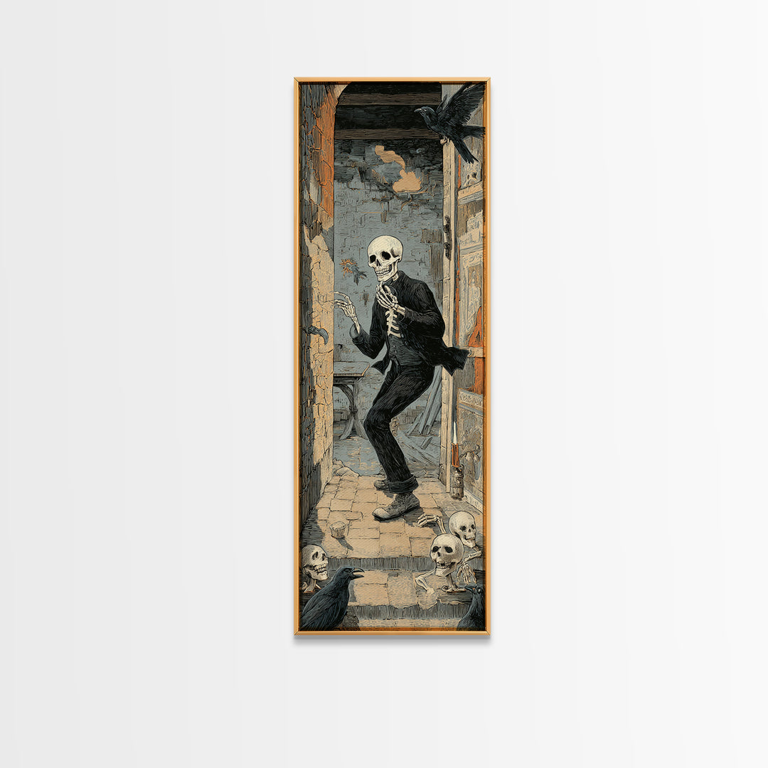 The Derelict Asylum, Macabre Folk Print Art, Tall Narrow Wall Art, Dark Fantasy Wall Art, Framed Canvas Print