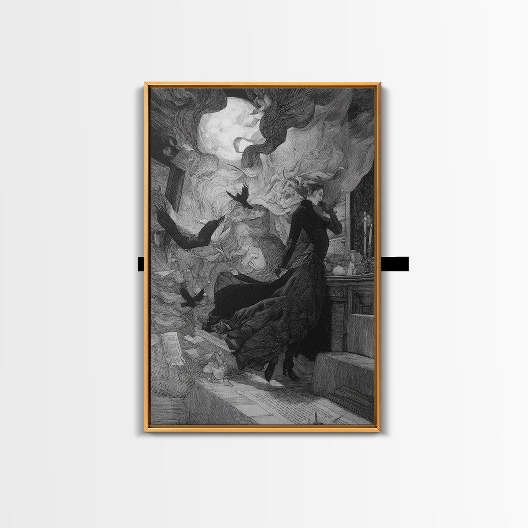 The Derelict Asylum, Victorian Macabre Art, Vertical Wall Art, Dark Halloween Decor, Framed Canvas Print, Halloween Wall Art