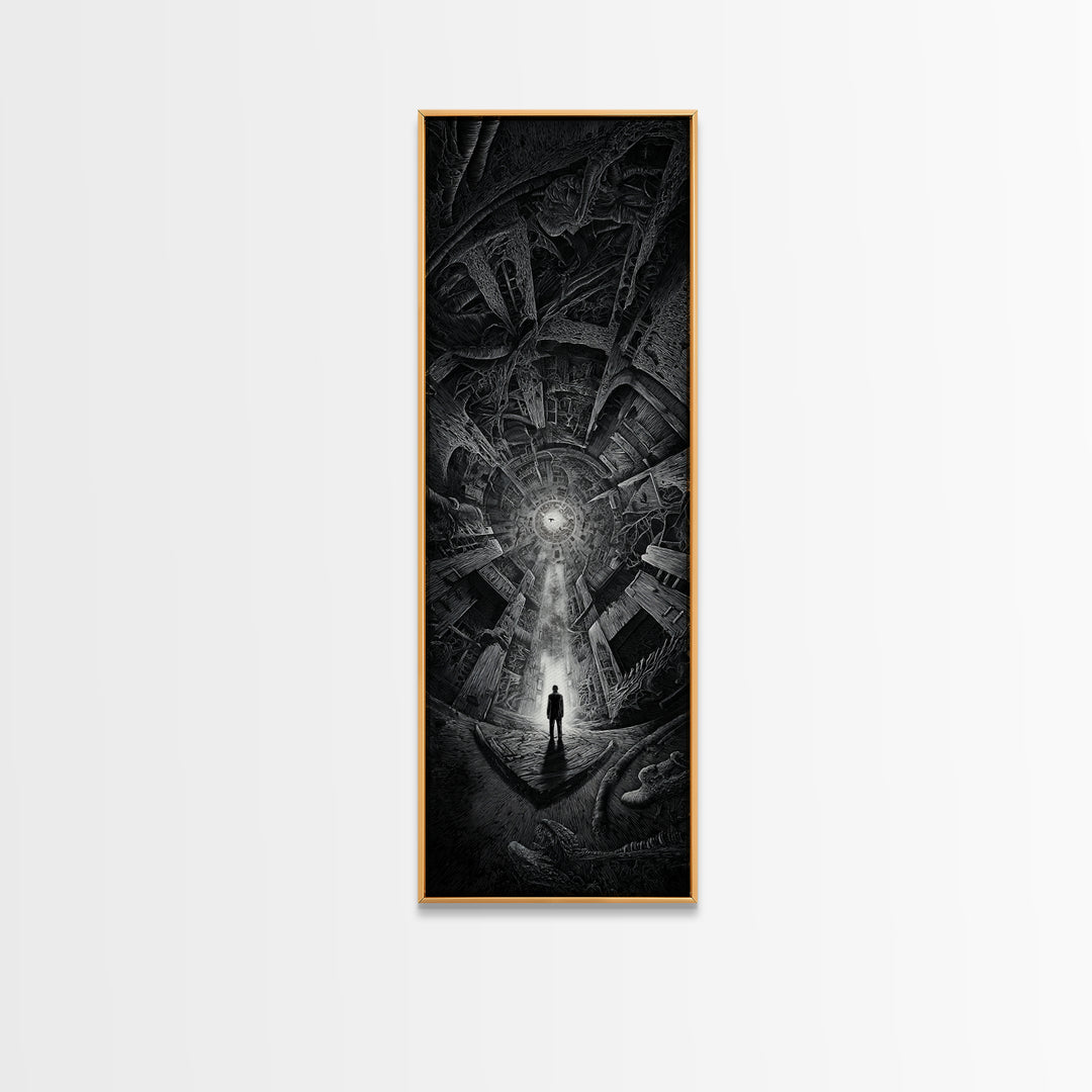 The Derelict Asylum, Biomechanical Horror Art, Tall Narrow Wall Art, Dark Fantasy Wall Art, Canvas Print, Halloween Wall Art