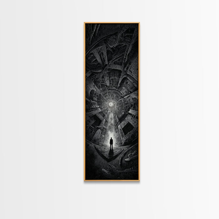 The Derelict Asylum, Biomechanical Horror Art, Tall Narrow Wall Art, Dark Fantasy Wall Art, Canvas Print, Halloween Wall Art
