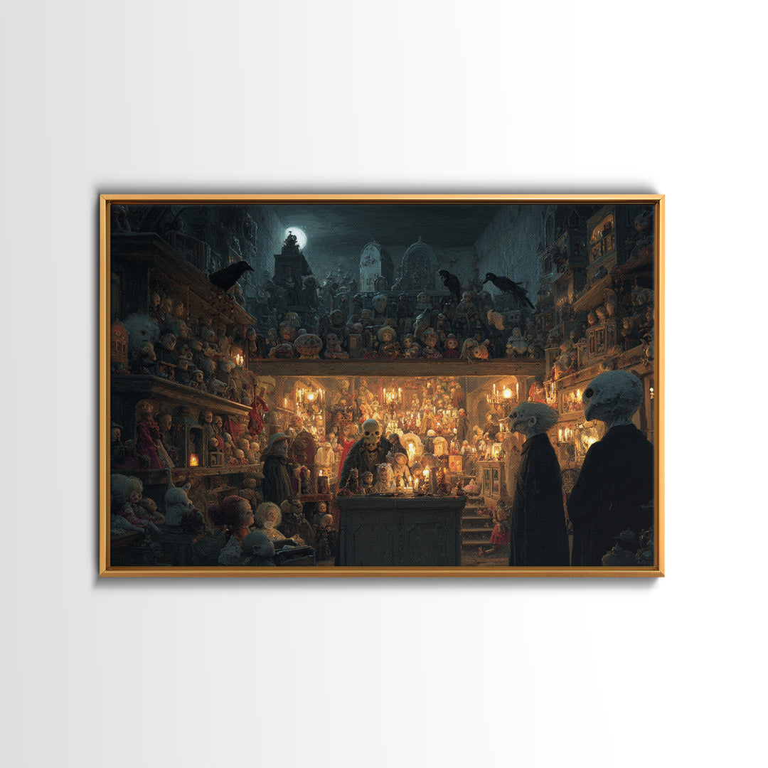 The Midnight Antique Shop, Romantic Gothic Landscape, Landscape Wall Art, Macabre Wall Art, Canvas Print, Halloween Wall Art