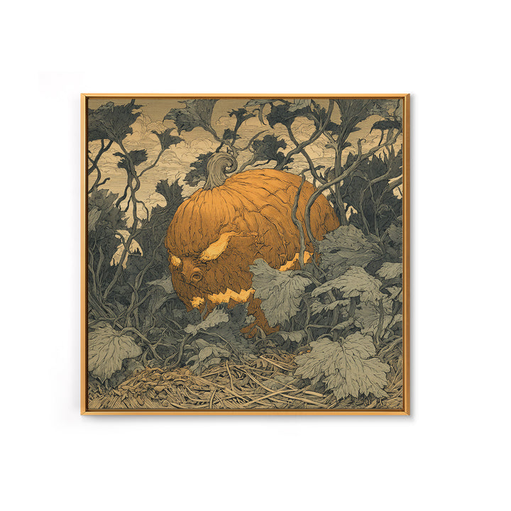 The Pumpkin Patch Maze, Renaissance Engraving Art, Square Wall Art, Dark Fantasy Wall Art, Canvas Print, Halloween Wall Art
