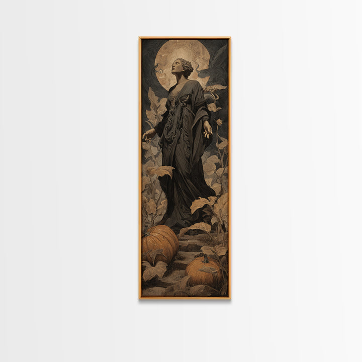 The Pumpkin Patch Maze, Dark Symbolist Art, Tall Narrow Wall Art, Gothic Horror Wall Art, Canvas Print, Halloween Wall Art