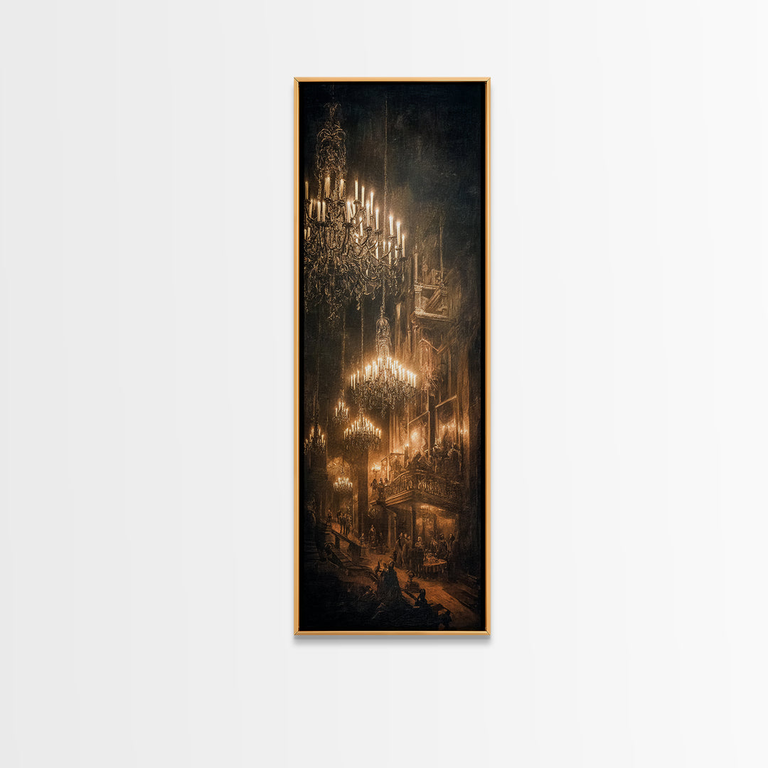 The Haunted Hotel, Dark Renaissance Art, Tall Narrow Wall Art, Dark Halloween Decor, Framed Canvas Print, Halloween Wall Art