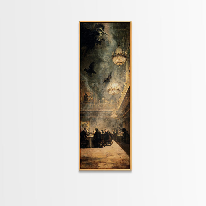 The Haunted Hotel, Dark Romantic Horror Art, Tall Narrow Wall Art, Dark Halloween Decor, Canvas Print, Halloween Wall Art