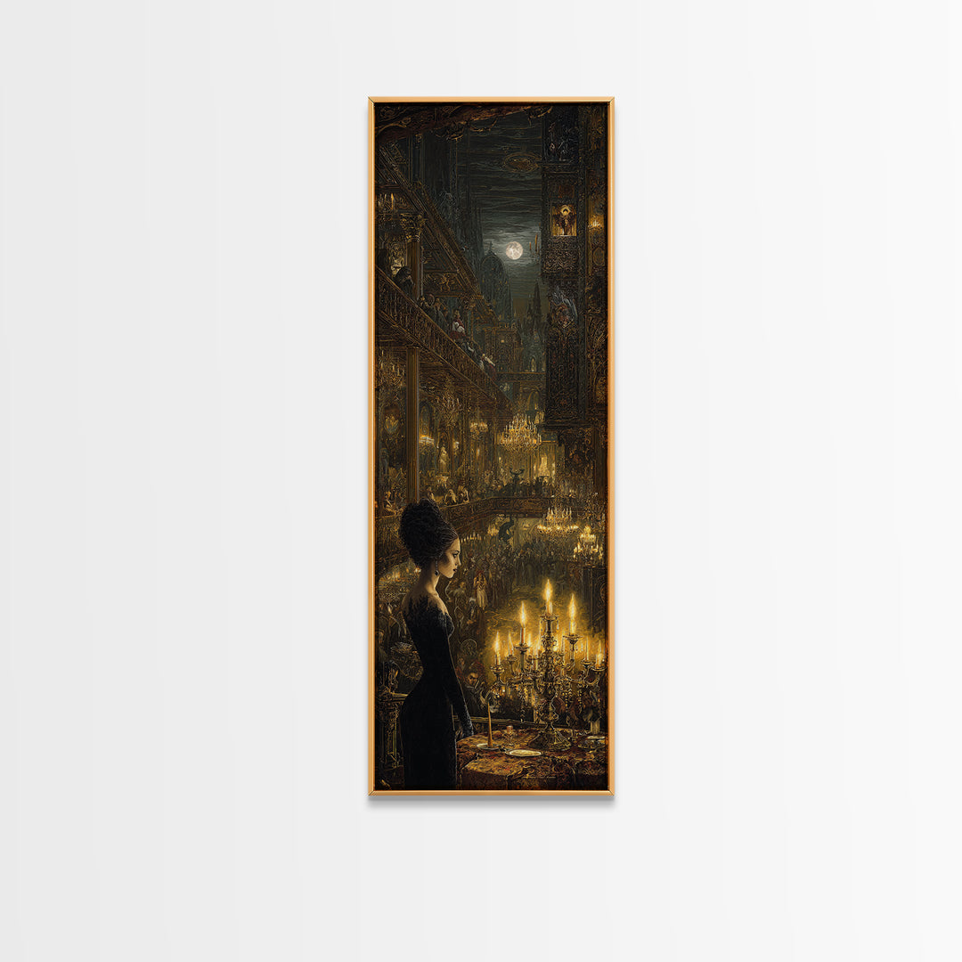 The Haunted Hotel, Ornate Symbolist Art, Tall Narrow Wall Art, Gothic Horror Wall Art, Framed Canvas Print, Halloween Wall Art