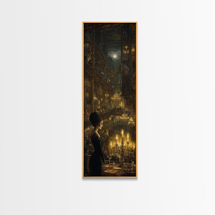 The Haunted Hotel, Ornate Symbolist Art, Tall Narrow Wall Art, Gothic Horror Wall Art, Framed Canvas Print, Halloween Wall Art