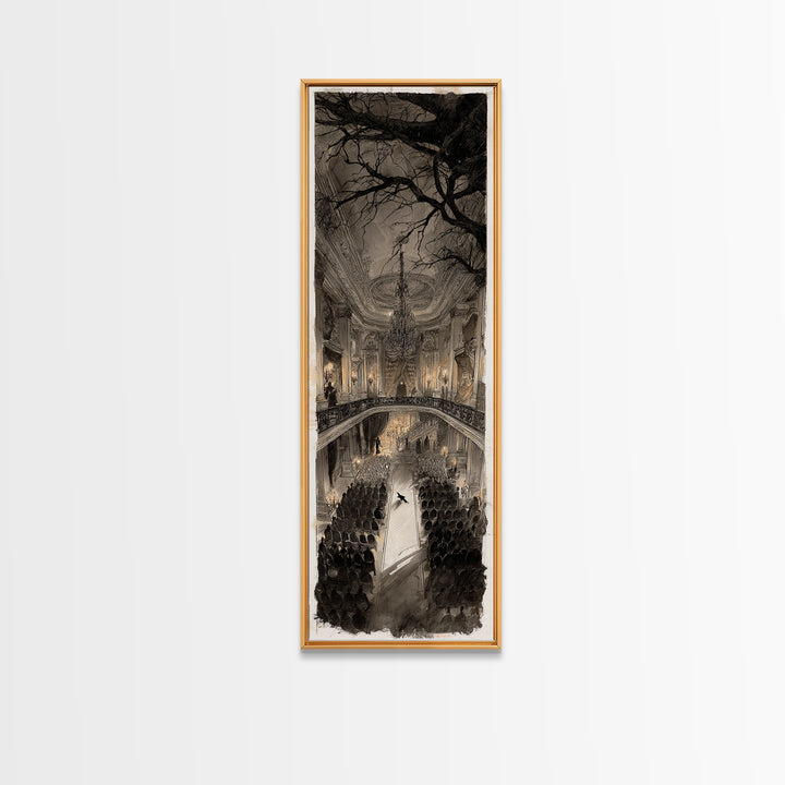 The Haunted Hotel, Decadent Gothic Art, Tall Narrow Wall Art, Gothic Horror Wall Art, Canvas Print, Halloween Wall Art
