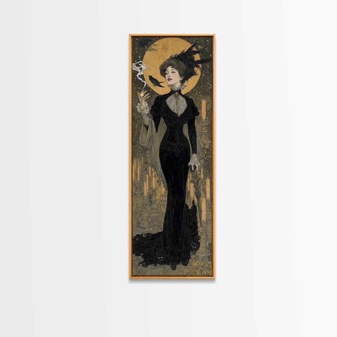 The Haunted Hotel, Symbolist Death Art, Tall Narrow Wall Art, Macabre Wall Art, Framed Canvas Print, Halloween Wall Art