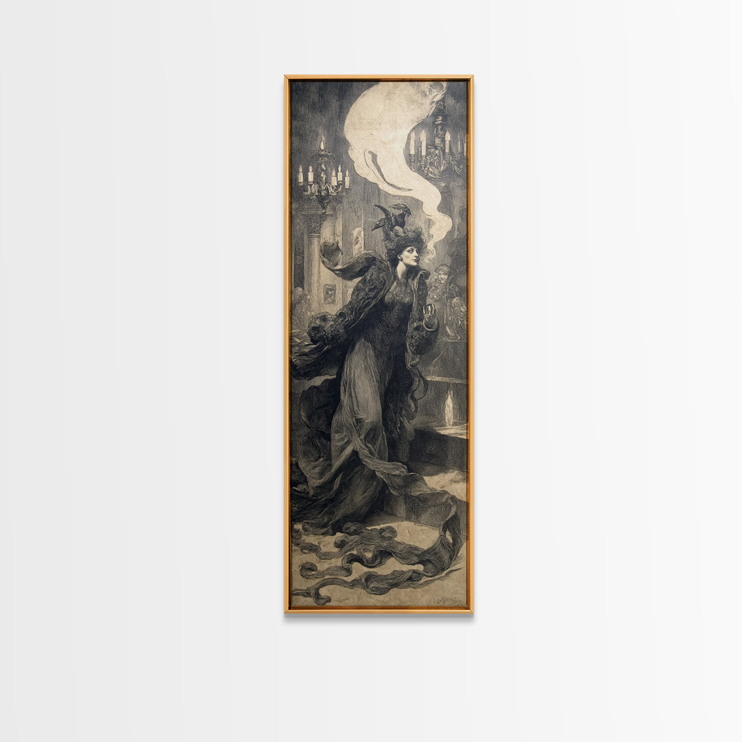 The Haunted Hotel, Dark Symbolist Art, Tall Narrow Wall Art, Dark Fantasy Wall Art, Framed Canvas Print, Halloween Wall Art