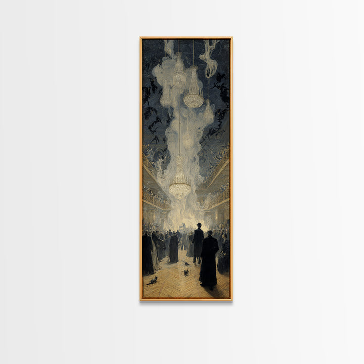 The Haunted Hotel, Symbolist Etching Art, Tall Narrow Wall Art, Dark Halloween Decor, Canvas Print, Halloween Wall Art, Spooky Wall Decor