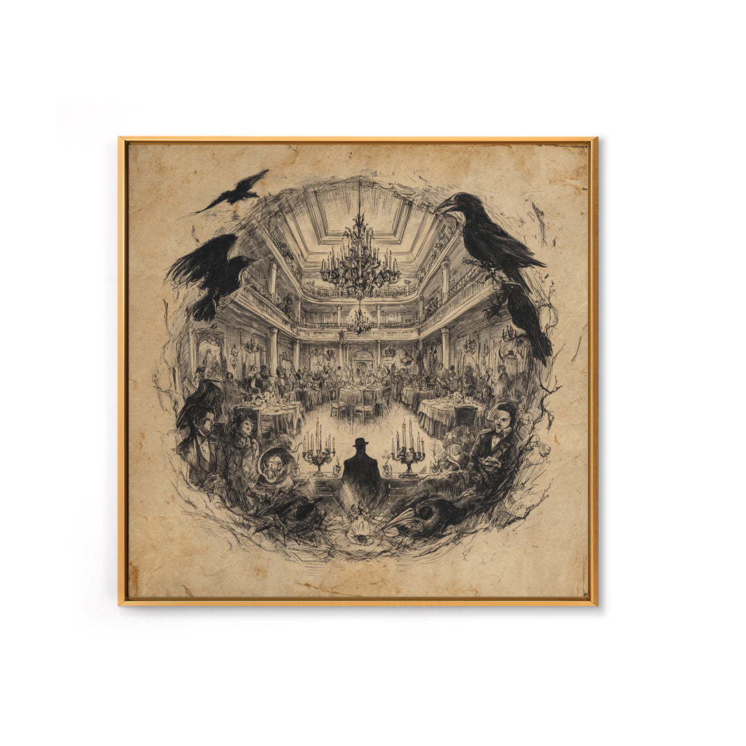 The Haunted Hotel, Expressionist Nightmare Art, Square Wall Art, Dark Fantasy Wall Art, Framed Canvas Print, Halloween Wall Art