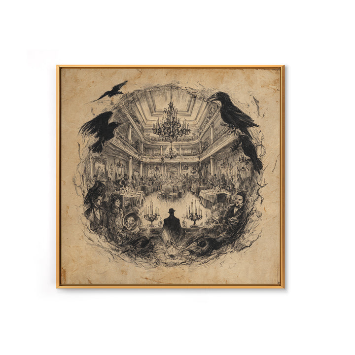 The Haunted Hotel, Expressionist Nightmare Art, Square Wall Art, Dark Fantasy Wall Art, Framed Canvas Print, Halloween Wall Art