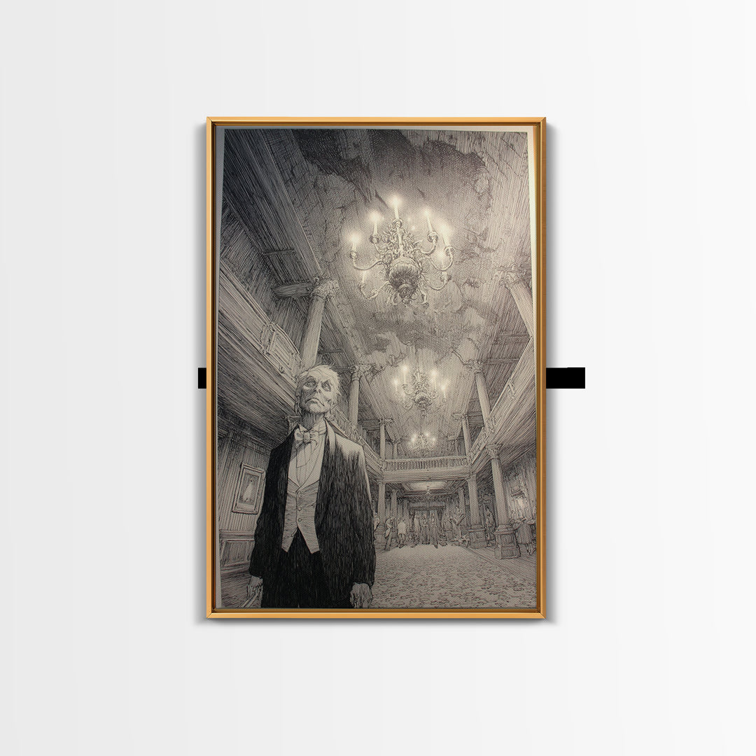 The Haunted Hotel, Victorian Macabre Art, Vertical Wall Art, Dark Fantasy Wall Art, Framed Canvas Print, Halloween Wall Art