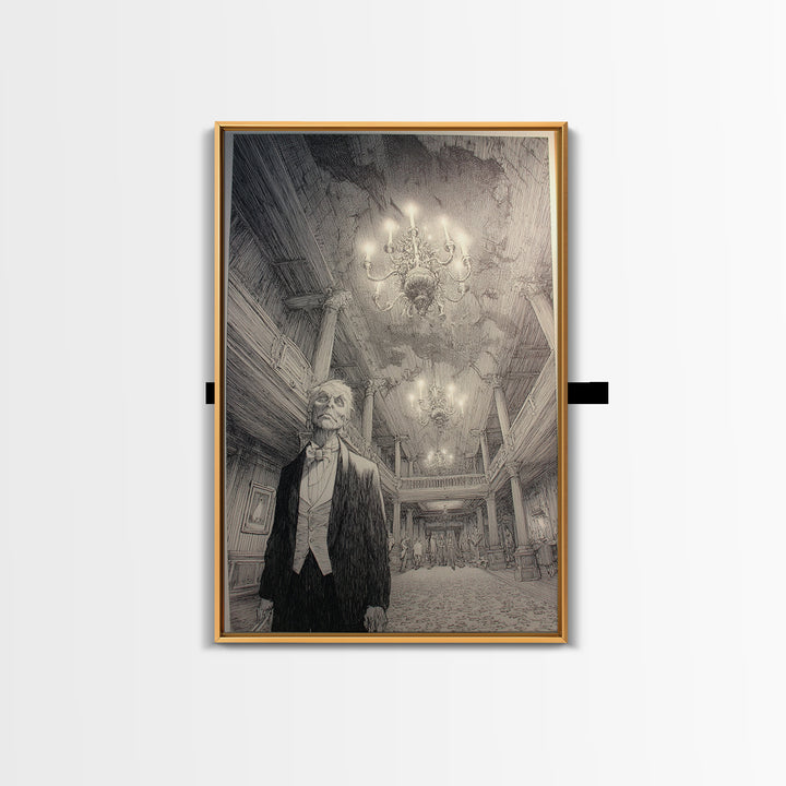 The Haunted Hotel, Victorian Macabre Art, Vertical Wall Art, Dark Fantasy Wall Art, Framed Canvas Print, Halloween Wall Art
