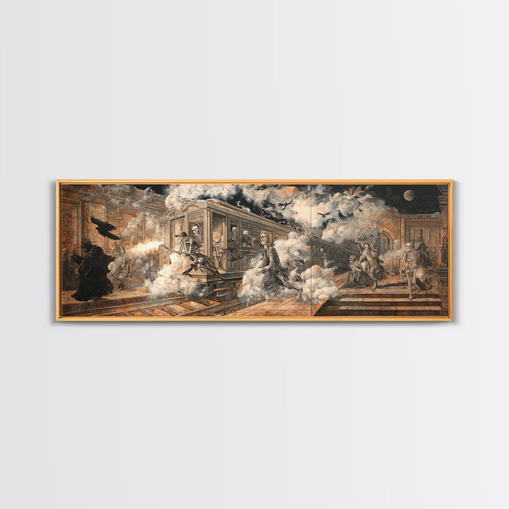 The Abandoned Train Station, Danse Macabre Art, Extra Wide Wall Art, Gothic Horror Wall Art, Canvas Print