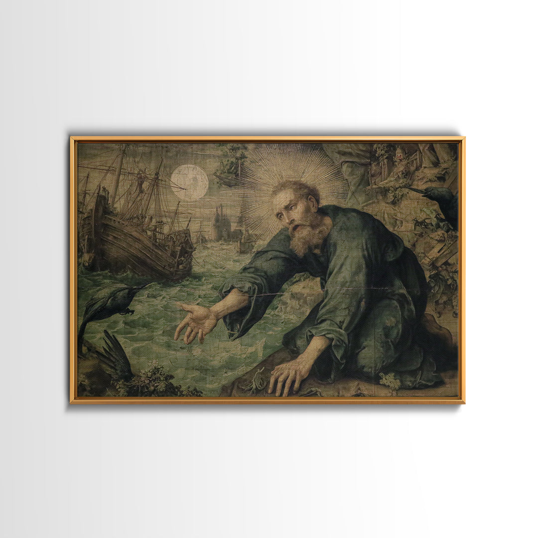 The Shipwreck Cove, Dark Renaissance Art, Landscape Wall Art, Macabre Wall Art, Canvas Print, Halloween Wall Art