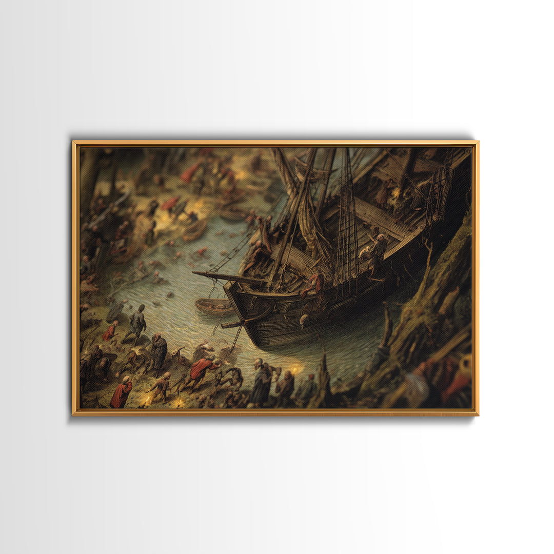The Shipwreck Cove, Danse Macabre Art, Landscape Wall Art, Gothic Horror Wall Art, Canvas Print, Halloween Wall Art
