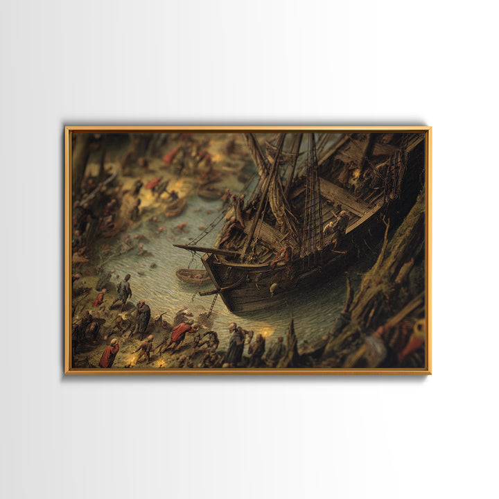 The Shipwreck Cove, Danse Macabre Art, Landscape Wall Art, Gothic Horror Wall Art, Canvas Print, Halloween Wall Art