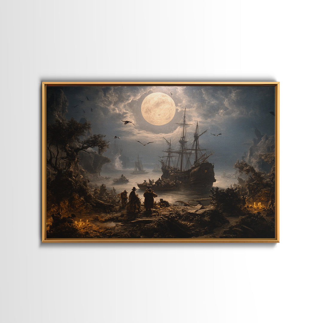 The Shipwreck Cove, Baroque Witchcraft Art, Landscape Wall Art, Macabre Wall Art, Framed Canvas Print, Halloween Wall Art