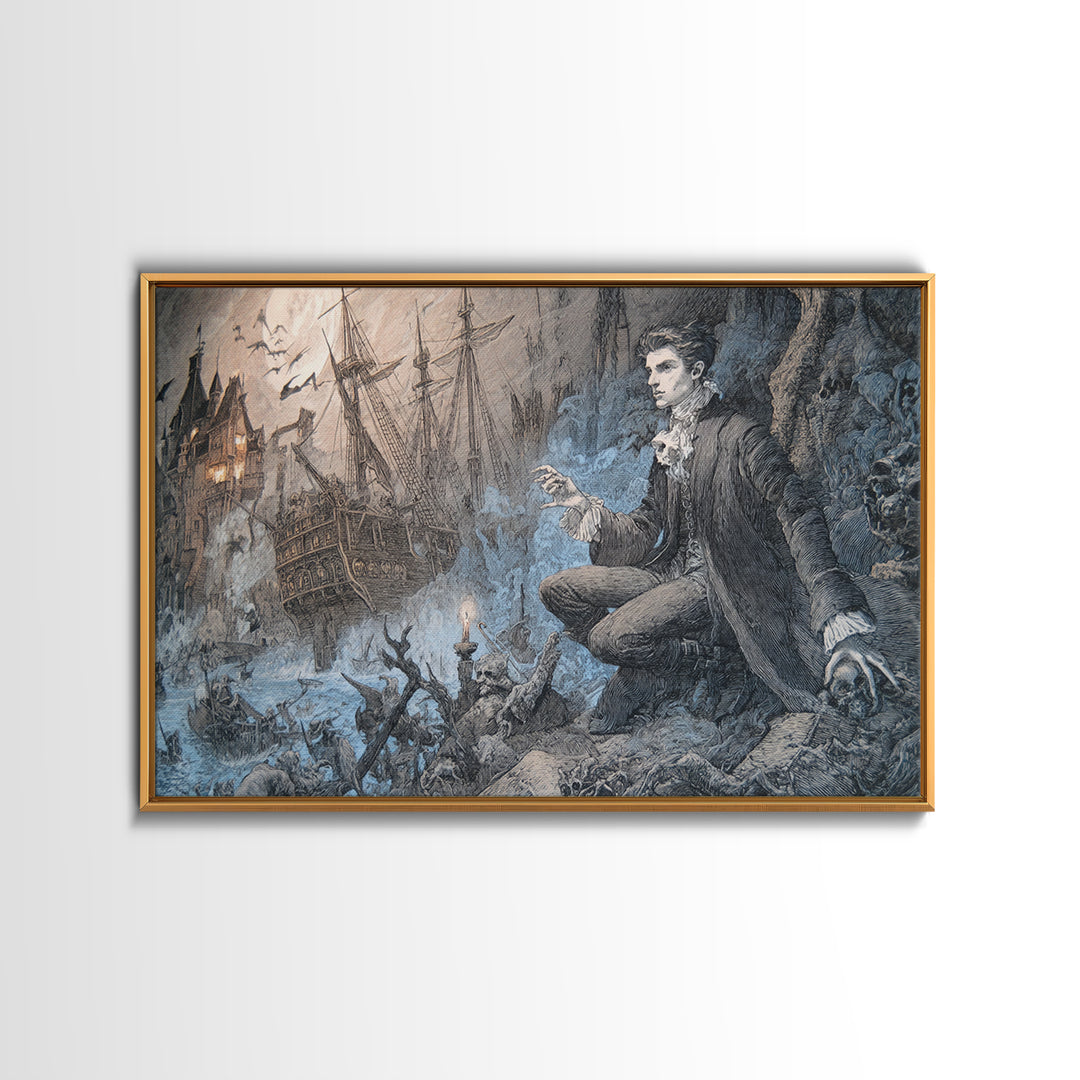 The Shipwreck Cove, Victorian Macabre Art, Landscape Wall Art, Dark Fantasy Wall Art, Canvas Print, Halloween Wall Art, Dark Fantasy Art