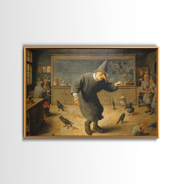 The Silent Schoolhouse, Northern Renaissance Horror, Landscape Wall Art, Dark Fantasy Wall Art, Canvas Print, Halloween Wall Art