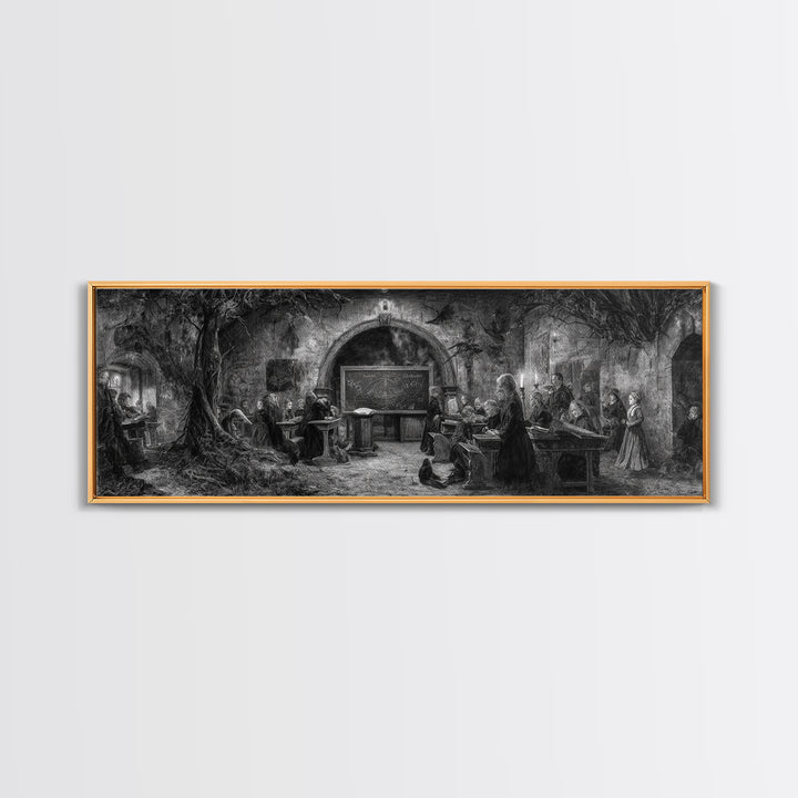 The Silent Schoolhouse, Dark Romantic Horror Art, Extra Wide Wall Art, Dark Halloween Decor, Framed Canvas Print, Halloween Wall Art