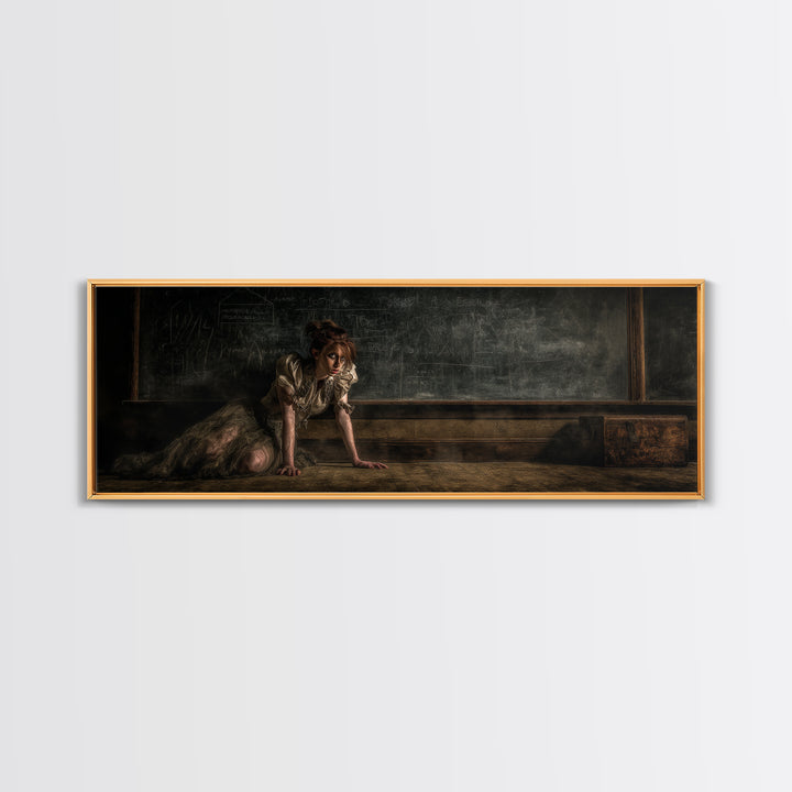 The Silent Schoolhouse, Gothic Nightmare Art, Extra Wide Wall Art, Gothic Horror Wall Art, Framed Canvas Print, Halloween Wall Art