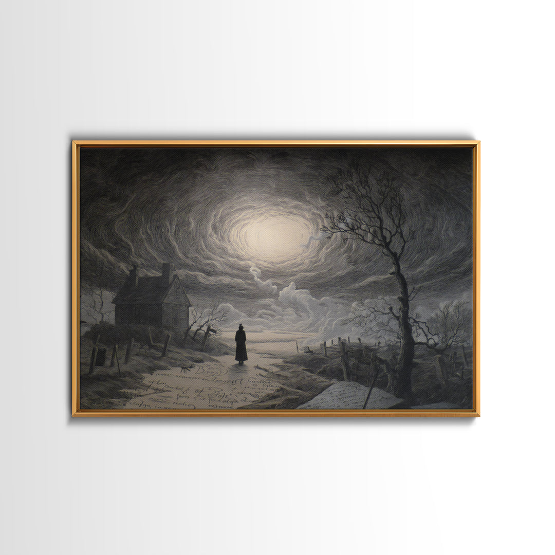 The Silent Schoolhouse, Romantic Gothic Landscape, Landscape Wall Art, Gothic Horror Wall Art, Canvas Print, Halloween Wall Art