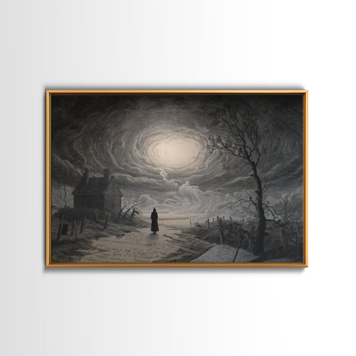 The Silent Schoolhouse, Romantic Gothic Landscape, Landscape Wall Art, Gothic Horror Wall Art, Canvas Print, Halloween Wall Art