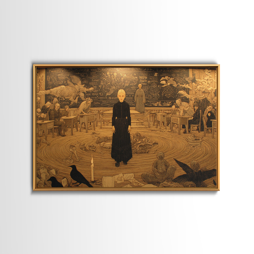 The Silent Schoolhouse, Symbolist Death Art, Landscape Wall Art, Gothic Horror Wall Art, Canvas Print, Halloween Wall Art