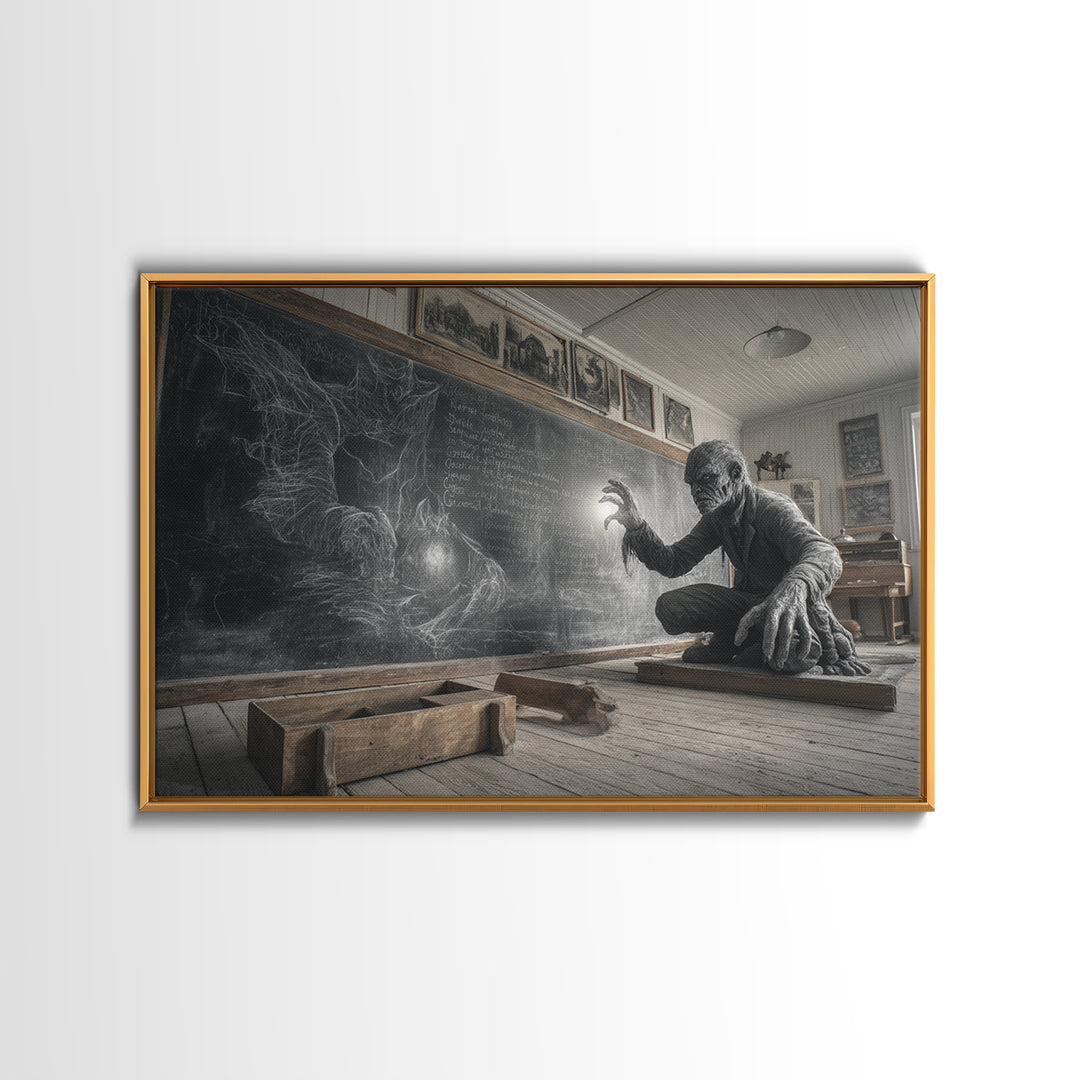 The Silent Schoolhouse, Expressionist Nightmare Art, Landscape Wall Art, Dark Halloween Decor, Canvas Print, Halloween Wall Art