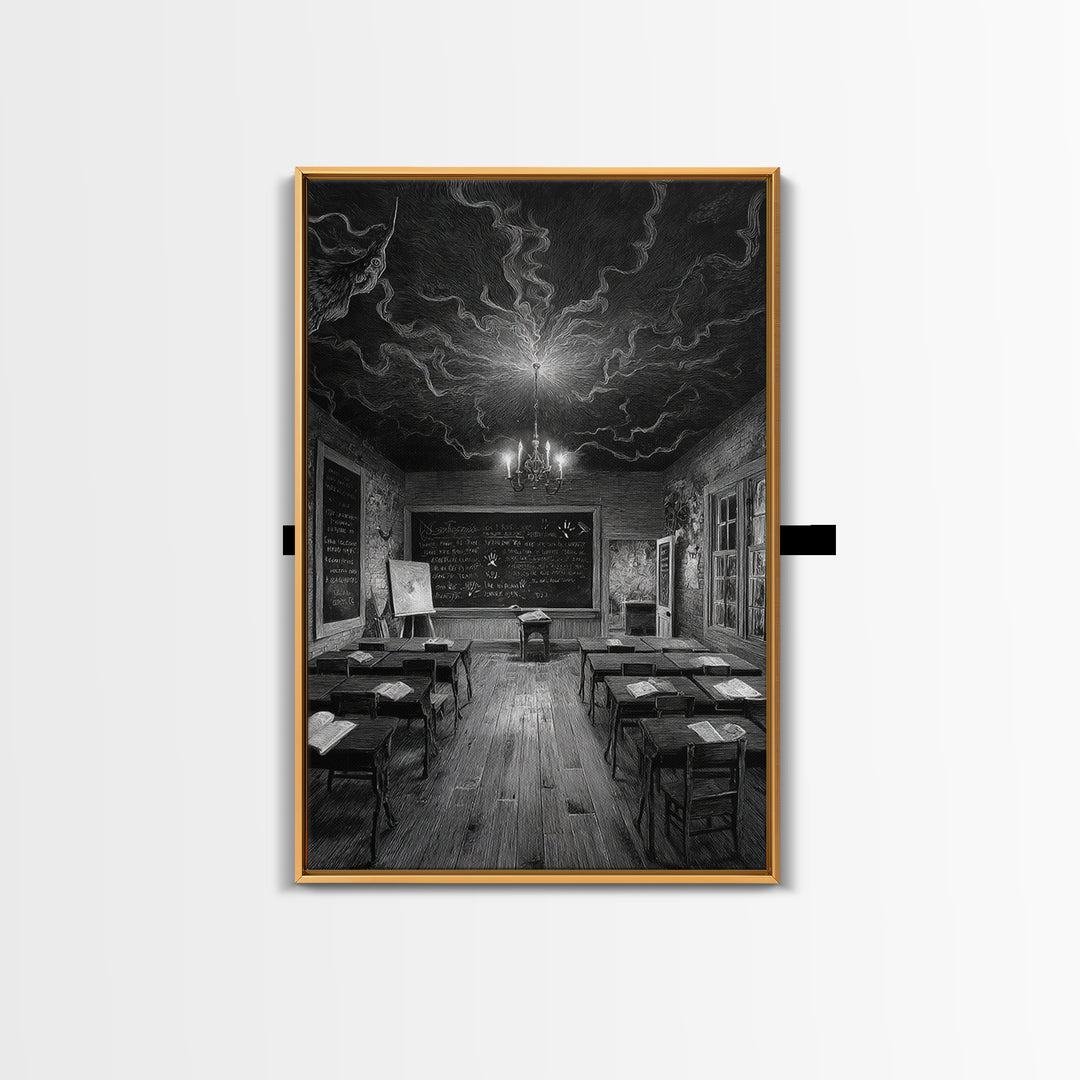 The Silent Schoolhouse, Victorian Macabre Art, Vertical Wall Art, Gothic Horror Wall Art, Framed Canvas Print, Halloween Wall Art