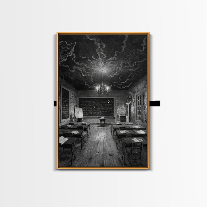 The Silent Schoolhouse, Victorian Macabre Art, Vertical Wall Art, Gothic Horror Wall Art, Framed Canvas Print, Halloween Wall Art