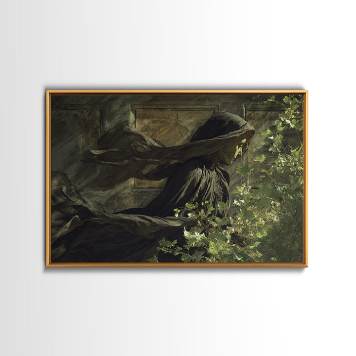 The Cemetery Greenhouse, Symbolist Gothic Landscape, Landscape Wall Art, Dark Fantasy Wall Art, Framed Canvas Print, Halloween Wall Art