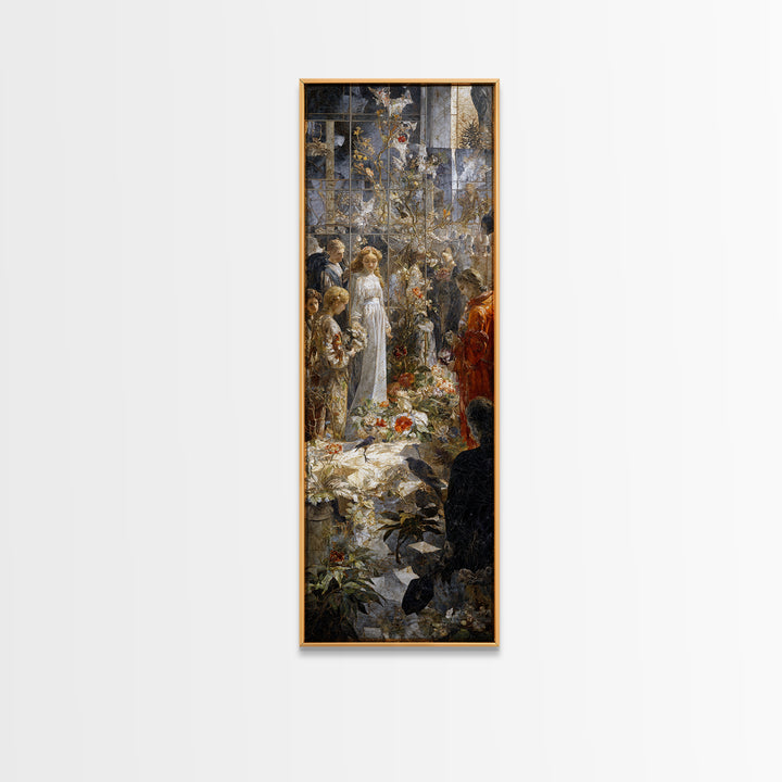 The Cemetery Greenhouse, Ornate Symbolist Art, Tall Narrow Wall Art, Dark Fantasy Wall Art, Framed Canvas Print, Halloween Wall Art