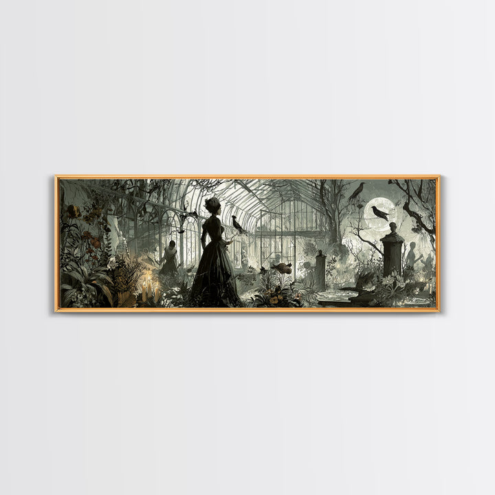 The Cemetery Greenhouse, Decadent Gothic Art, Extra Wide Wall Art, Dark Fantasy Wall Art, Canvas Print, Halloween Wall Art