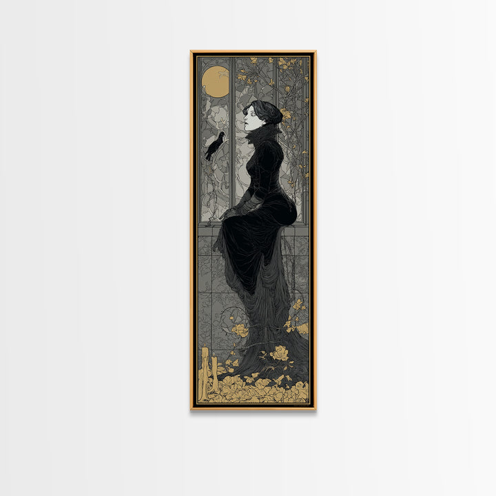 The Cemetery Greenhouse, Decadent Line Art, Tall Narrow Wall Art, Gothic Horror Wall Art, Canvas Print, Halloween Wall Art