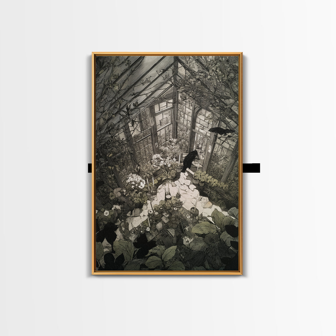 The Cemetery Greenhouse, Victorian Macabre Art, Vertical Wall Art, Dark Halloween Decor, Canvas Print, Halloween Wall Art