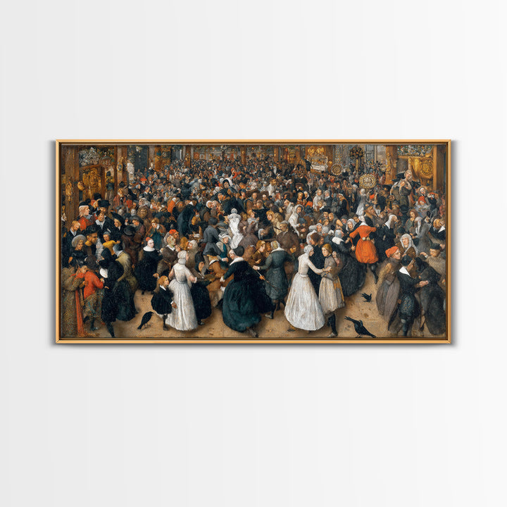 The Midnight Masquerade, Northern Renaissance Horror, Wide Panoramic Art, Gothic Horror Wall Art, Canvas Print, Halloween Wall Art