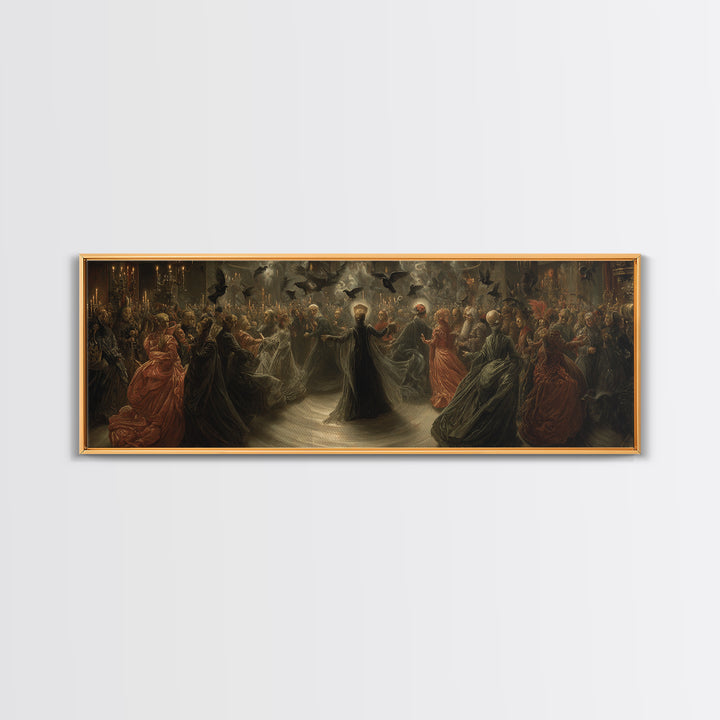 The Midnight Masquerade, Dark Renaissance Art, Extra Wide Wall Art, Gothic Horror Wall Art, Canvas Print, Halloween Wall Art