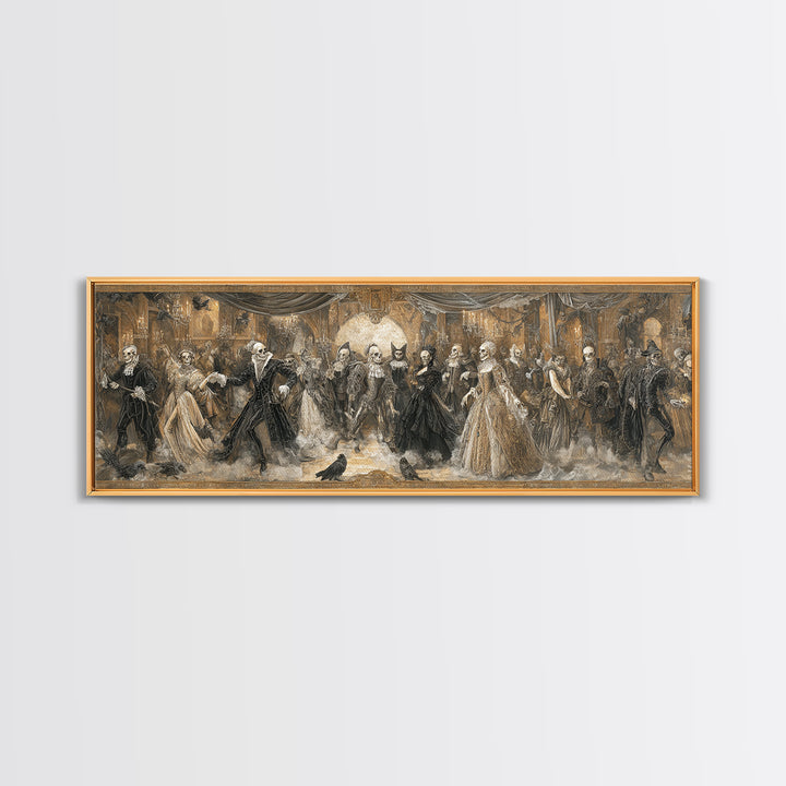 The Midnight Masquerade, Danse Macabre Art, Extra Wide Wall Art, Macabre Wall Art, Canvas Print, Halloween Wall Art