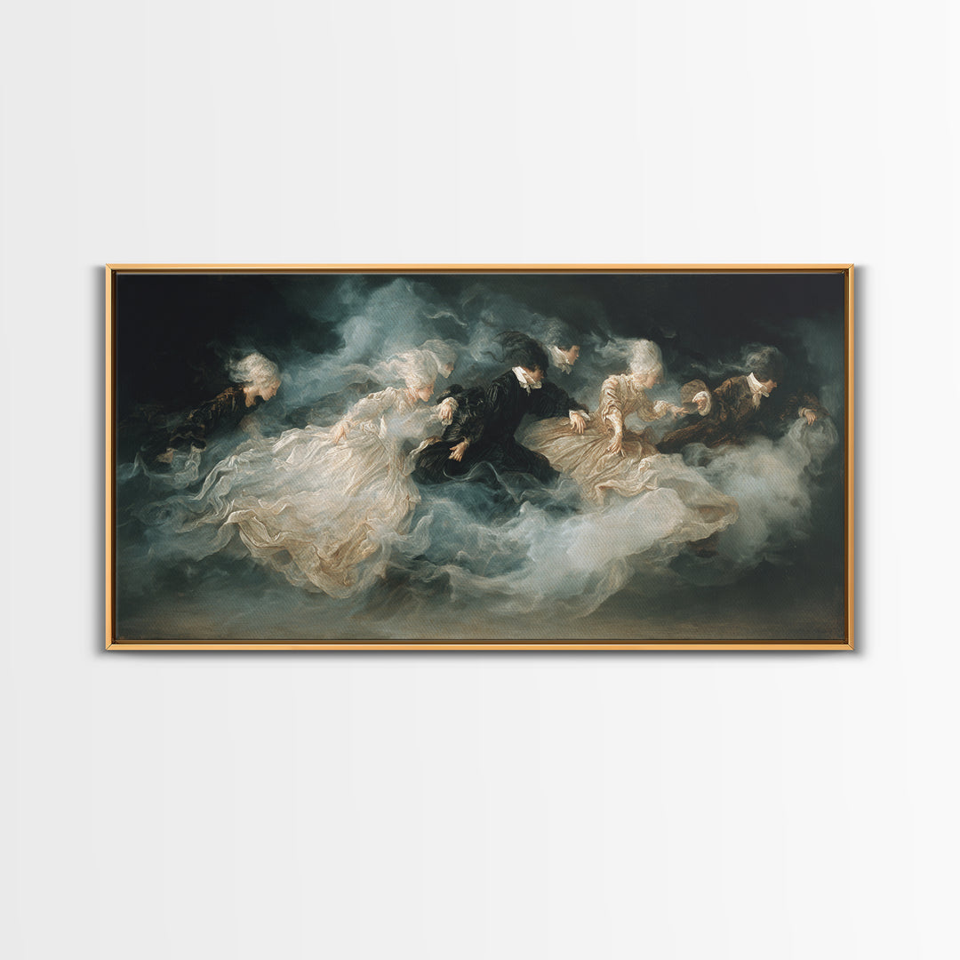 The Midnight Masquerade, Dark Romantic Horror Art, Wide Panoramic Art, Macabre Wall Art, Canvas Print, Halloween Wall Art