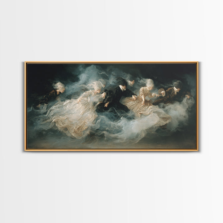 The Midnight Masquerade, Dark Romantic Horror Art, Wide Panoramic Art, Macabre Wall Art, Canvas Print, Halloween Wall Art