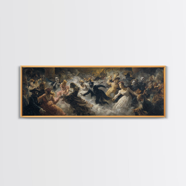 The Midnight Masquerade, Gothic Nightmare Art, Extra Wide Wall Art, Dark Halloween Decor, Canvas Print, Halloween Wall Art