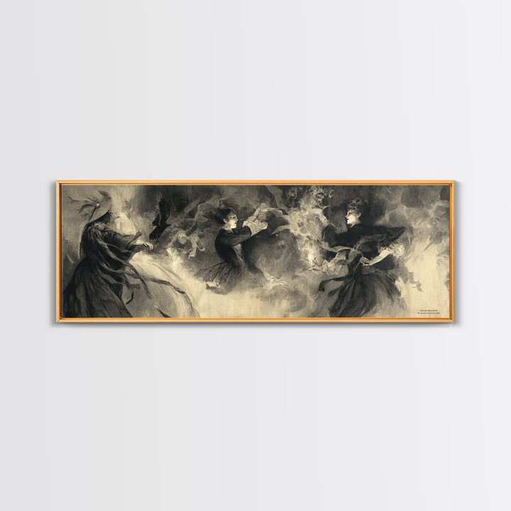 The Midnight Masquerade, Symbolist Dream Art, Extra Wide Wall Art, Gothic Horror Wall Art, Framed Canvas Print, Halloween Wall Art