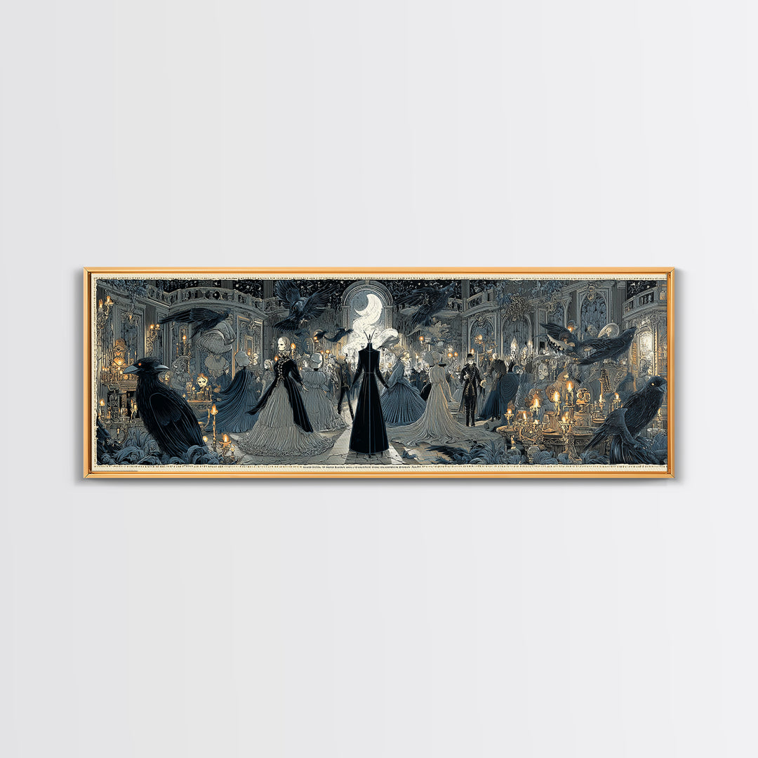 The Midnight Masquerade, Victorian Macabre Art, Extra Wide Wall Art, Gothic Horror Wall Art, Canvas Print, Halloween Wall Art