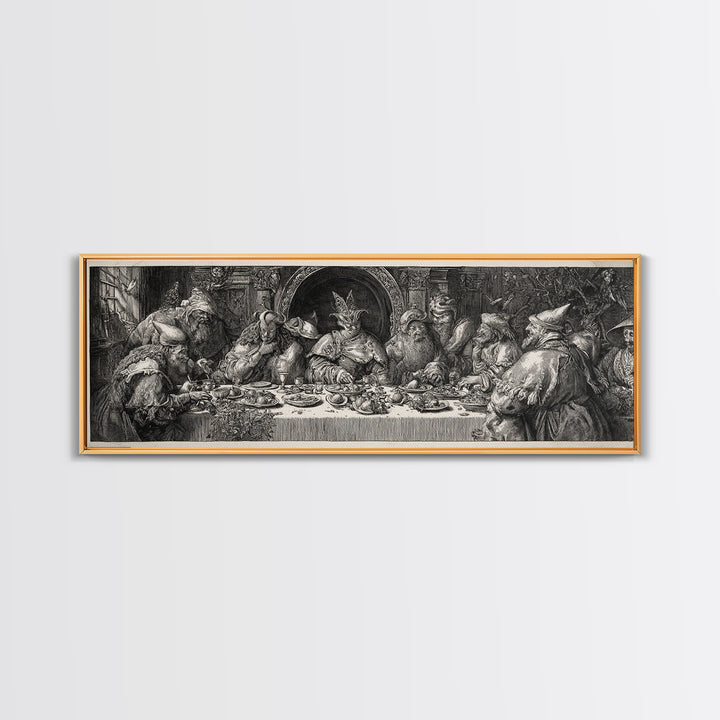 The Witches' Tea Party, Renaissance Engraving Art, Extra Wide Wall Art, Gothic Horror Wall Art, Canvas Print, Halloween Wall Art